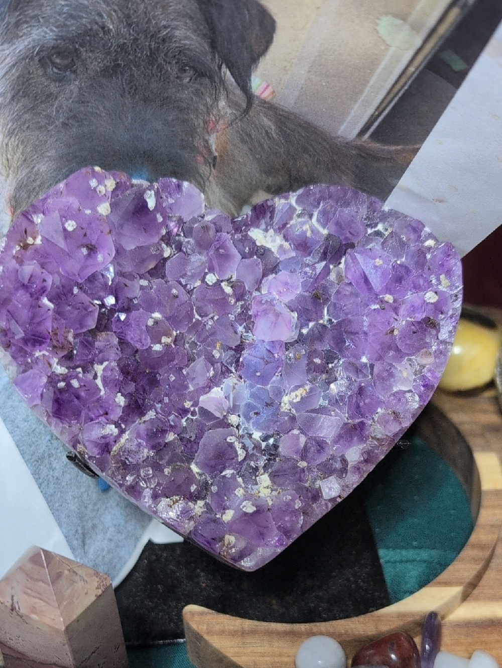 Blue Center Amethyst Heart With Gothite - Picture 4 of 4